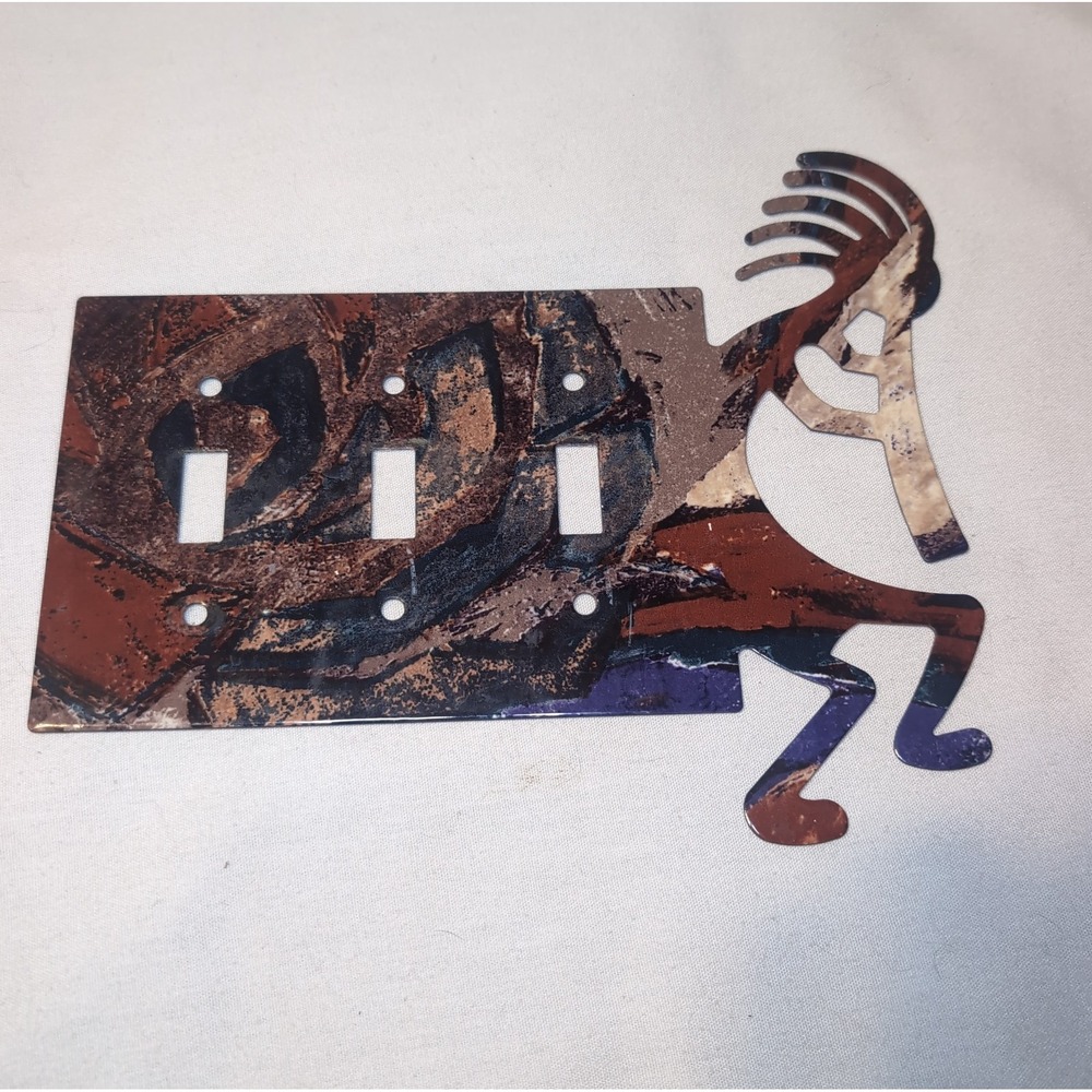 Lazart Kokopelli Reversible Metal Triple Light Switch Cover Southwest Art